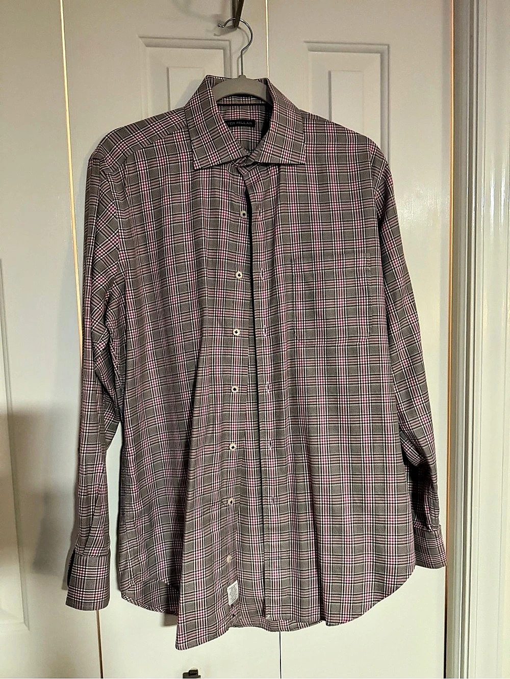 Peter Millar Men's Plaid Button-Down Shirt Pink & Gray